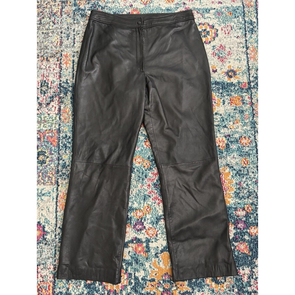 Classiques Entier Black Leather Pants Career Classic Women's Size 12 x 29"